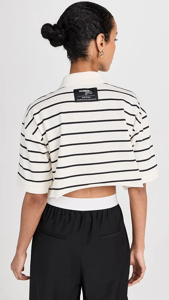 HOMMEGIRLS   Cropped Stripe Pique Polo 