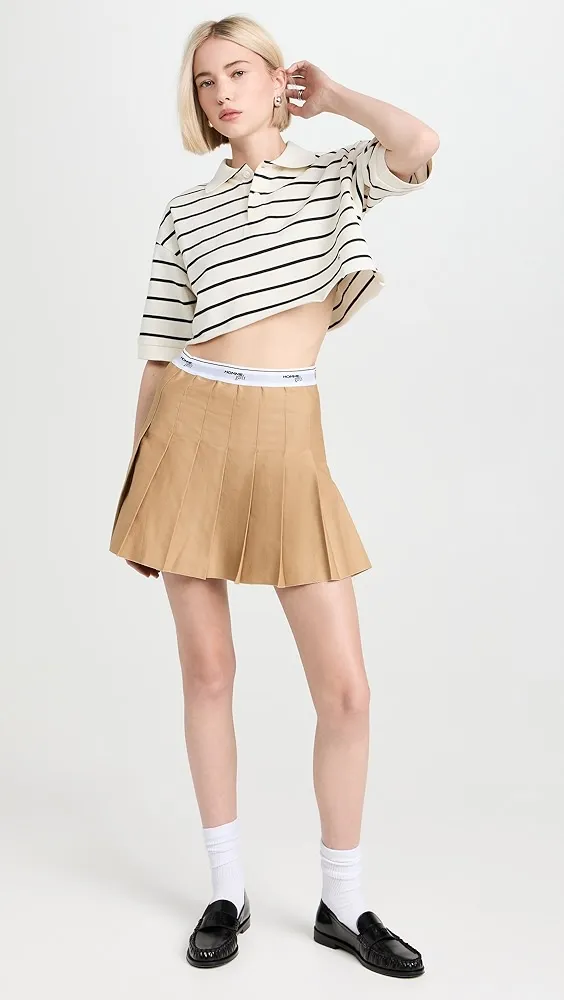 HOMMEGIRLS   Cropped Stripe Pique Polo 