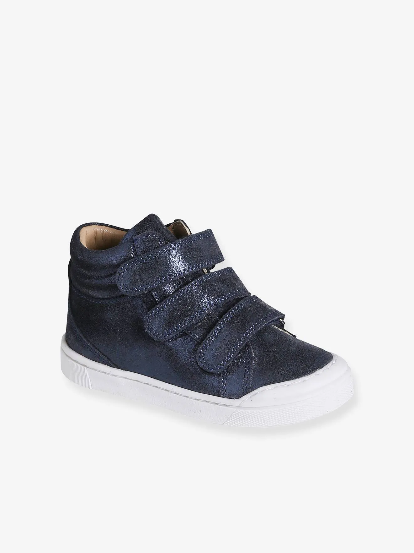 Hook-and-Loop Leather Trainers for Girls, Designed for Autonomy - navy blue