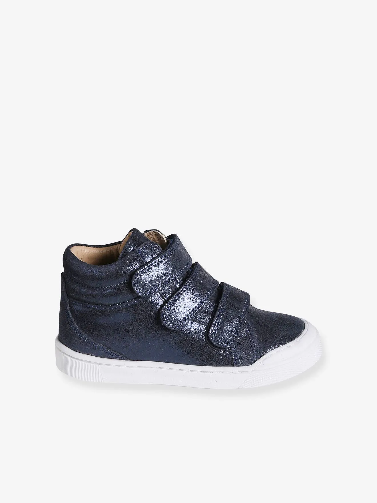 Hook-and-Loop Leather Trainers for Girls, Designed for Autonomy - navy blue