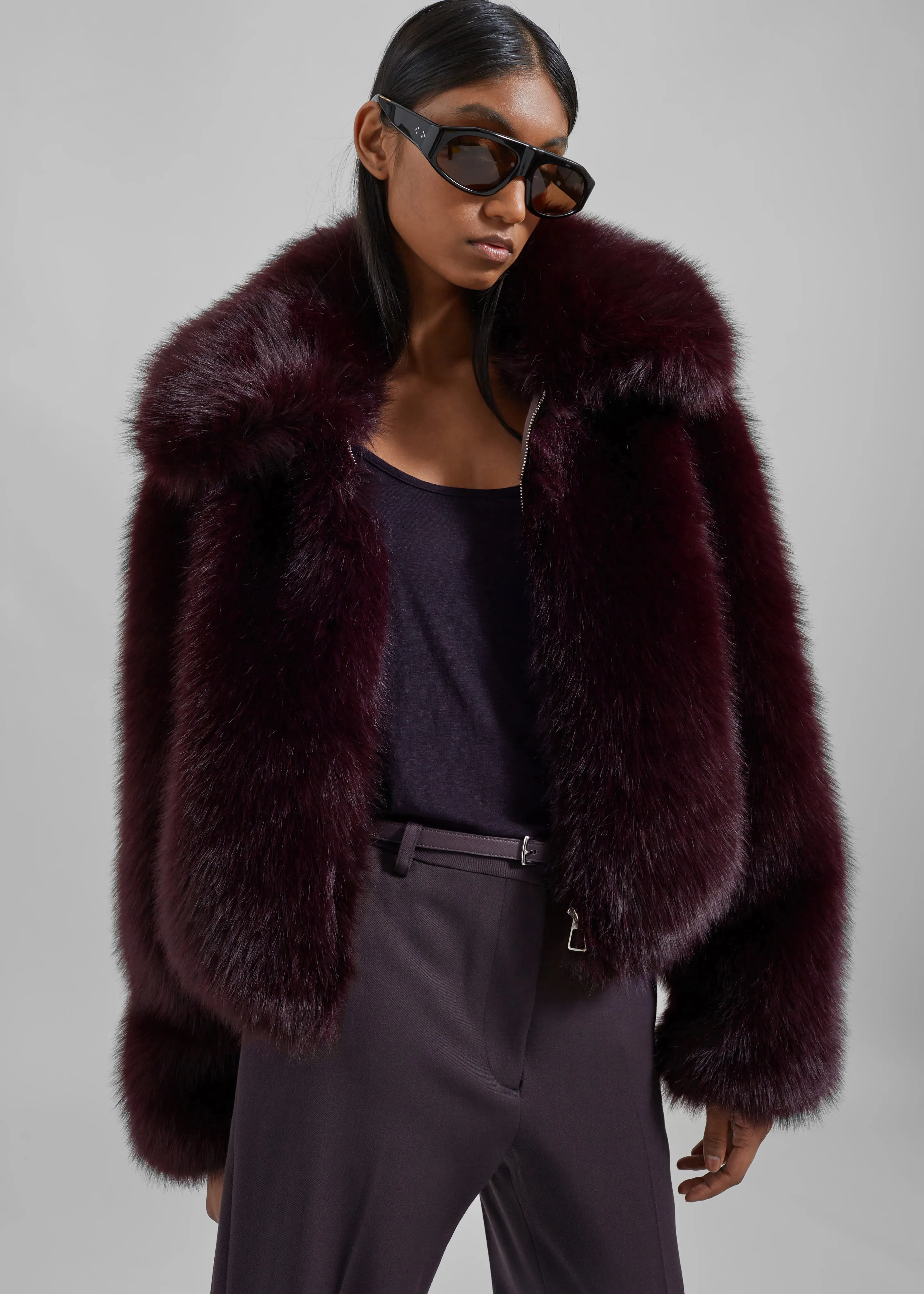 Hope Faux Fur Jacket - Plum