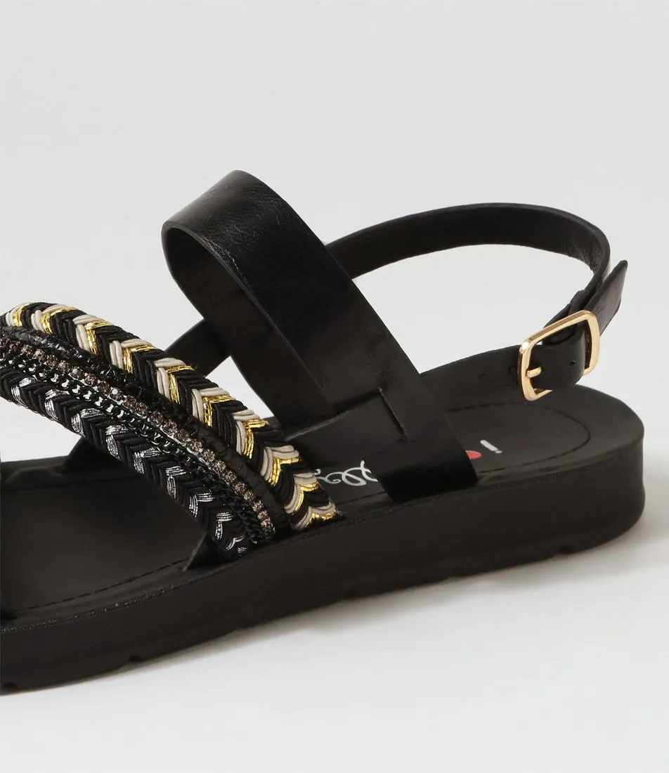 I LOVE BILLY Munnel Black Multi Sandals