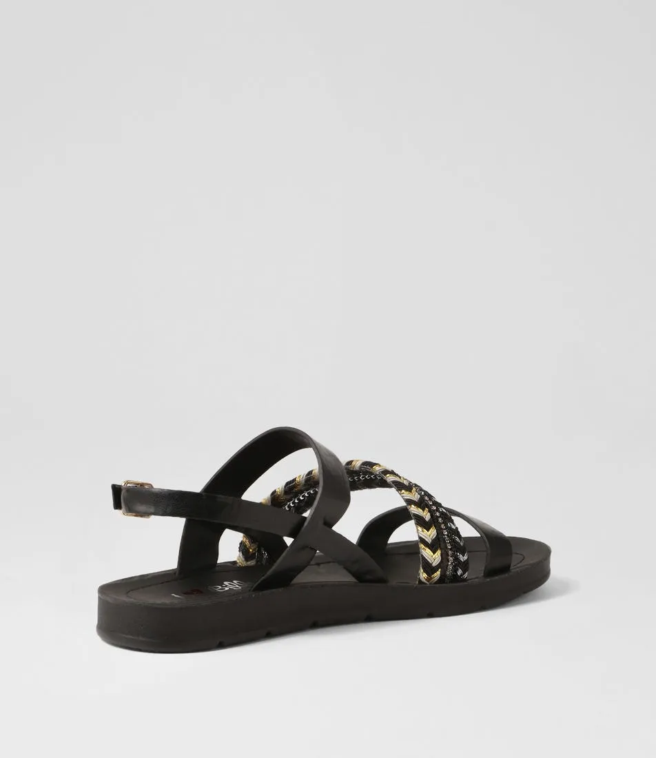 I LOVE BILLY Munnel Black Multi Sandals