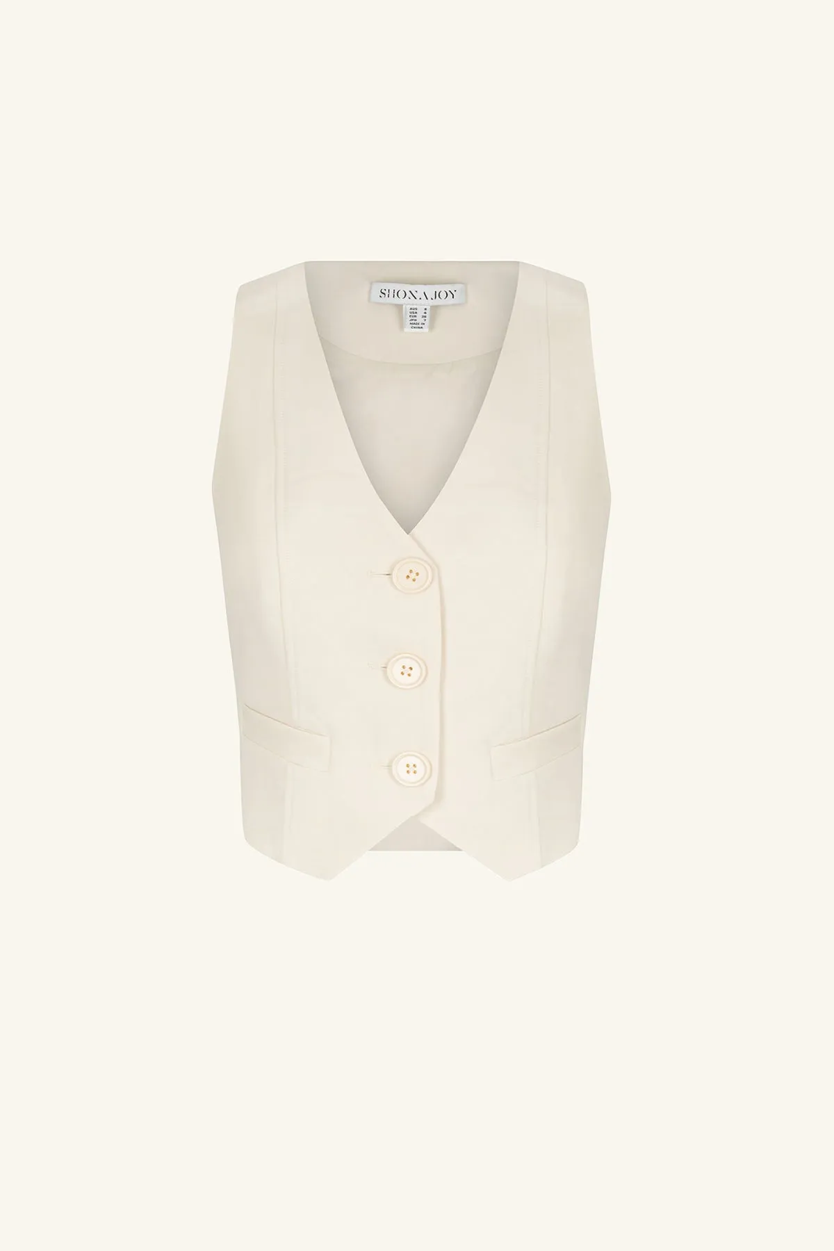 IRENA TAILORED FITTED VEST - RICE