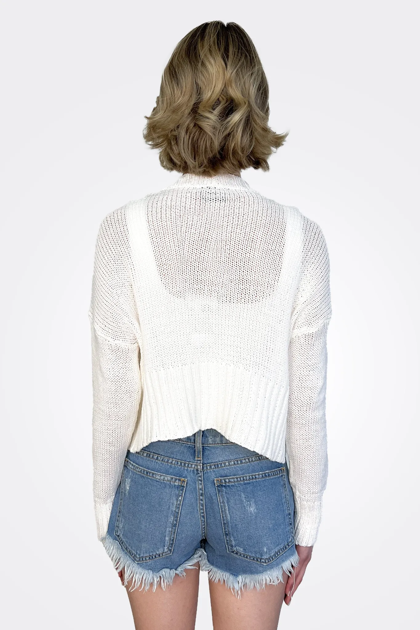 Jac Cropped Knit Cardigan - White