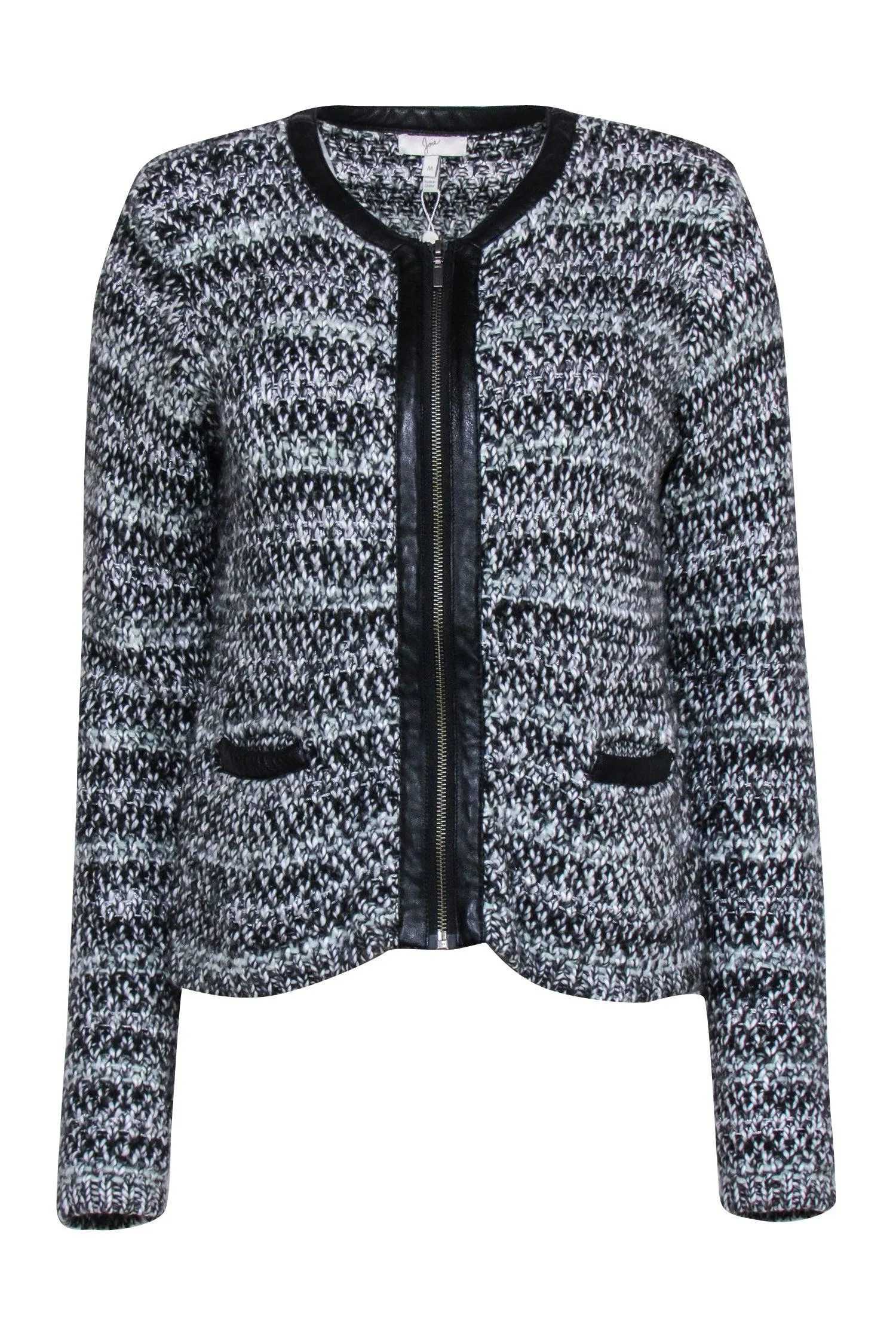 Joie - Grey & Black Knit Zipper Front Jacket Sz M