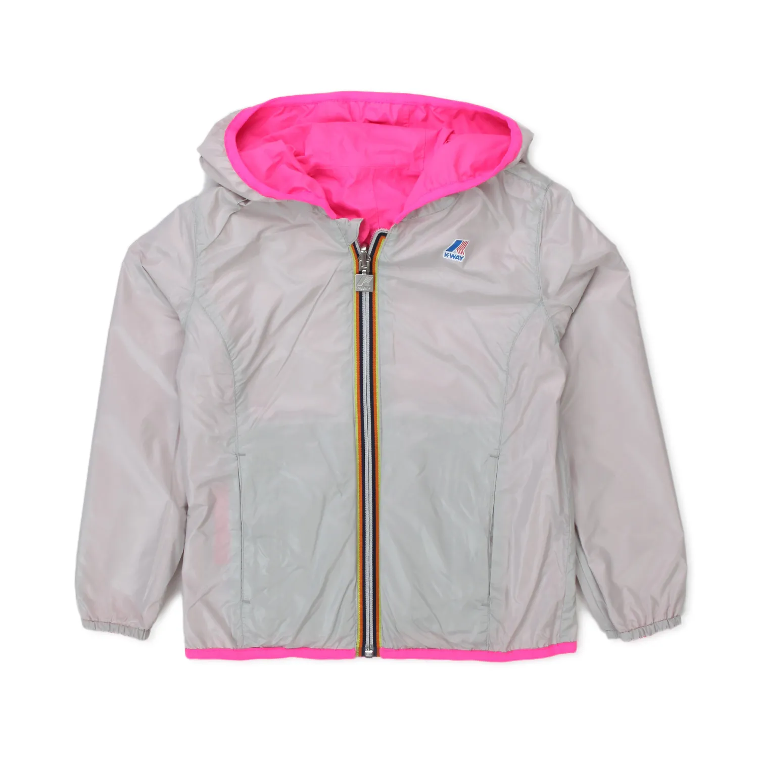 K-Way Lily Plus Double Fluo Fuchsia And Gray Jacket