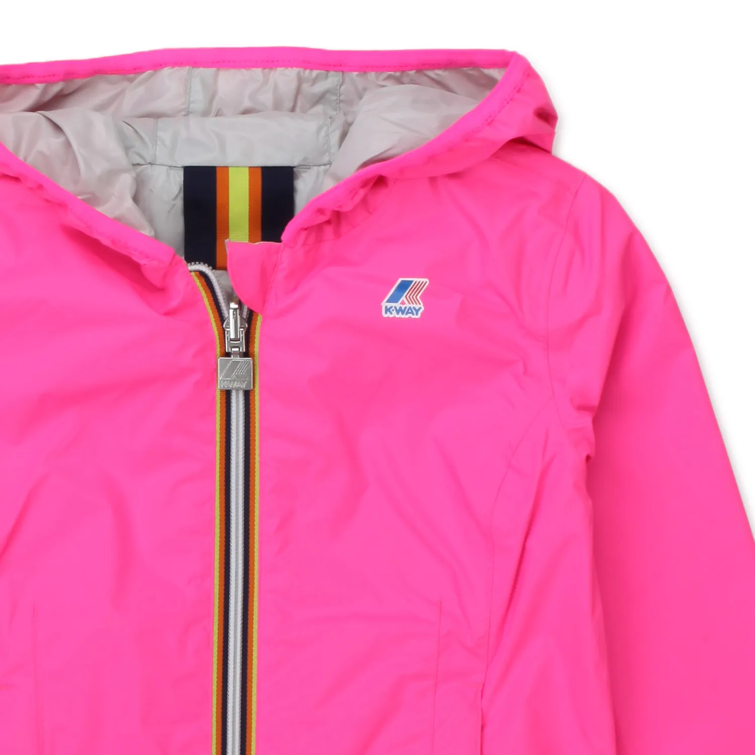 K-Way Lily Plus Double Fluo Fuchsia And Gray Jacket