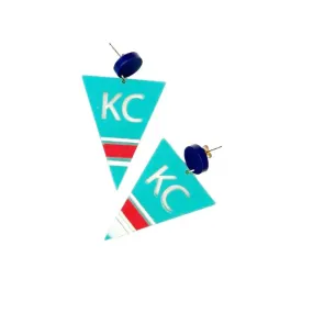 Kansas City Kc Soccer Pennant Large Earrings - Teal/Red