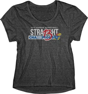 Kansas Jayhawks 13 Straight Basketball Big 12 Champion WOMEN Black T-Shirt