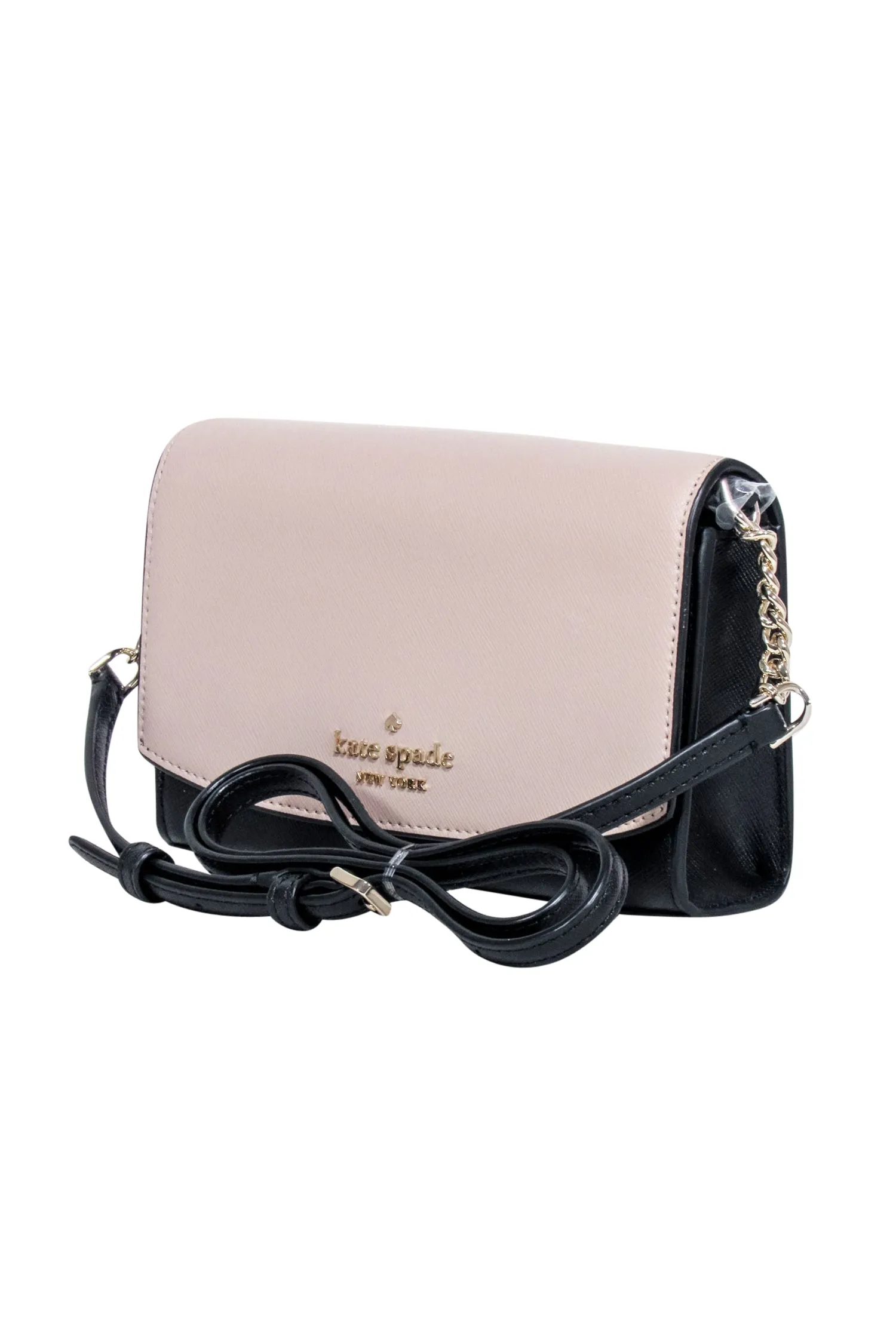 Kate Spade - Beige & Black Saffiano Leather Mini Crossbody Bag