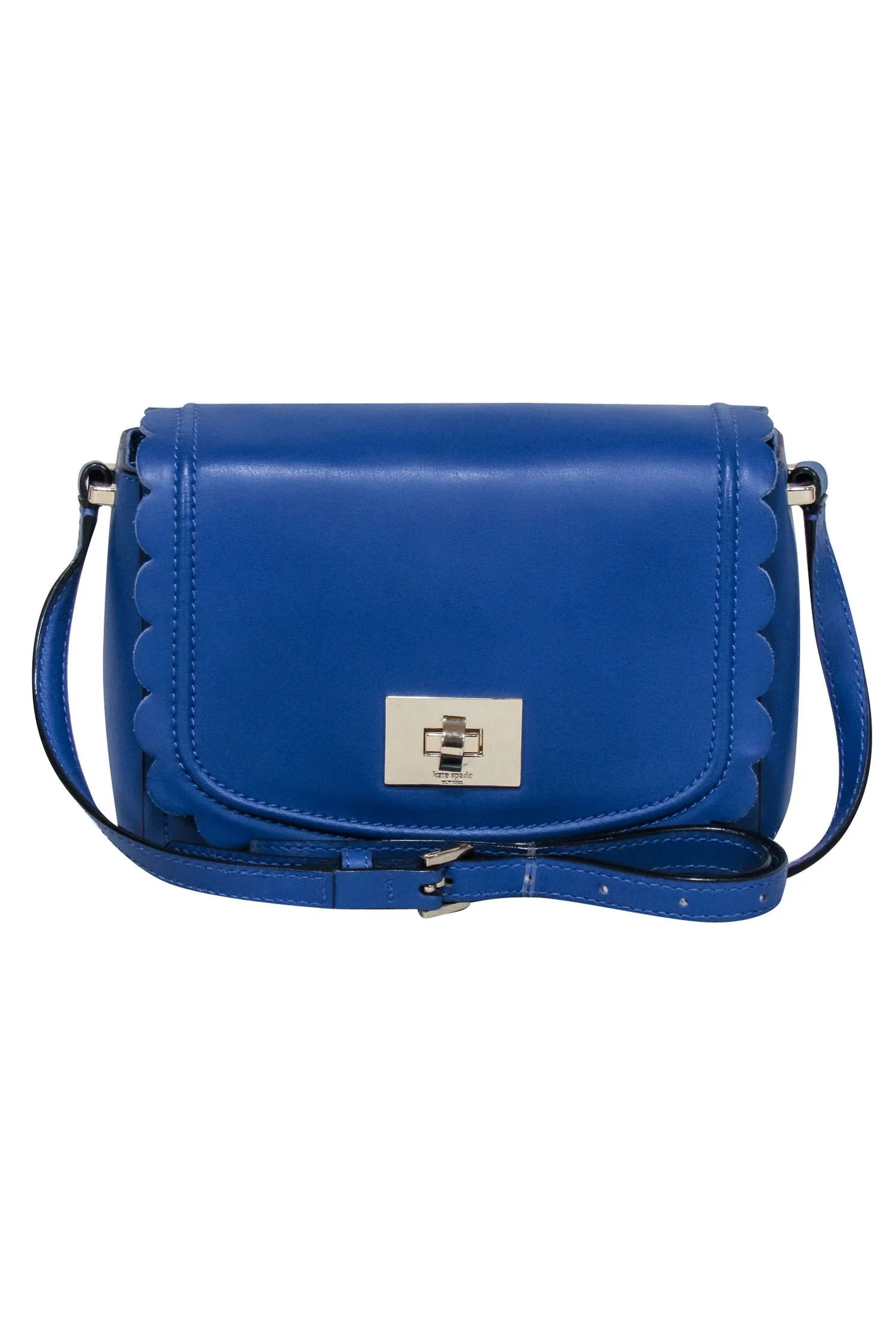 Kate Spade - Cobalt Blue Leather Scalloped Edge Crossbody Bag