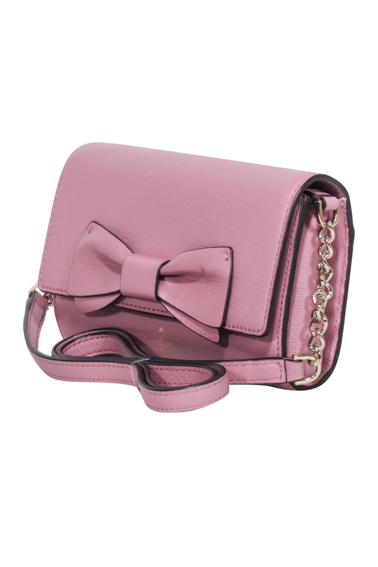 Kate Spade - Mauve Pink Leather Bow Front Flap Crossbody Bag