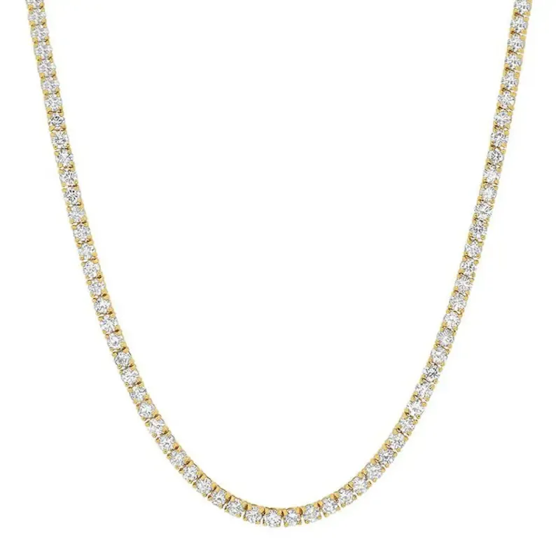 Lab Grown 18.33 Cttw. Yellow Gold Diamond Tennis Necklace