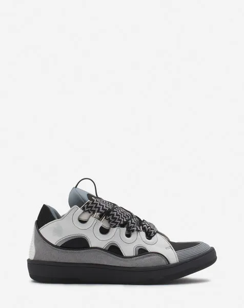 LANVIN CURB SNEAKERS, WHITE ANTHRACITE