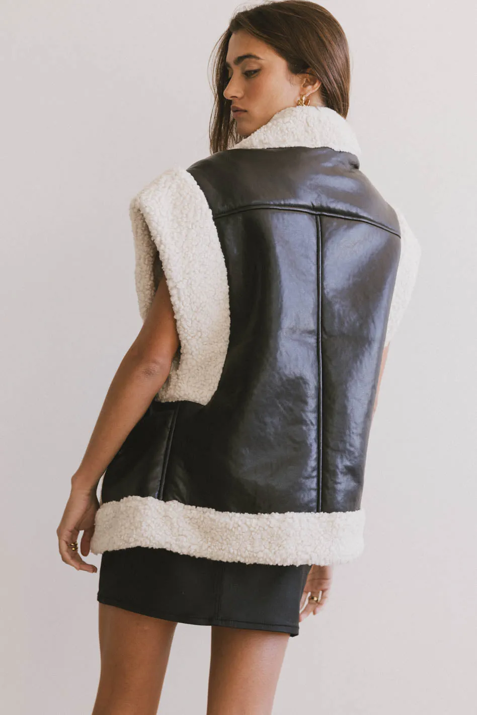 Last Night Sherpa Lined Vest in Black