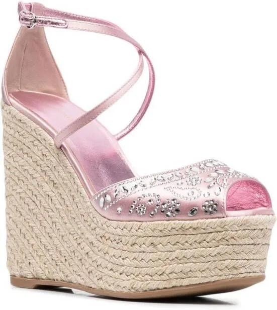 Le Silla crystal-embellished wedge sandals Pink