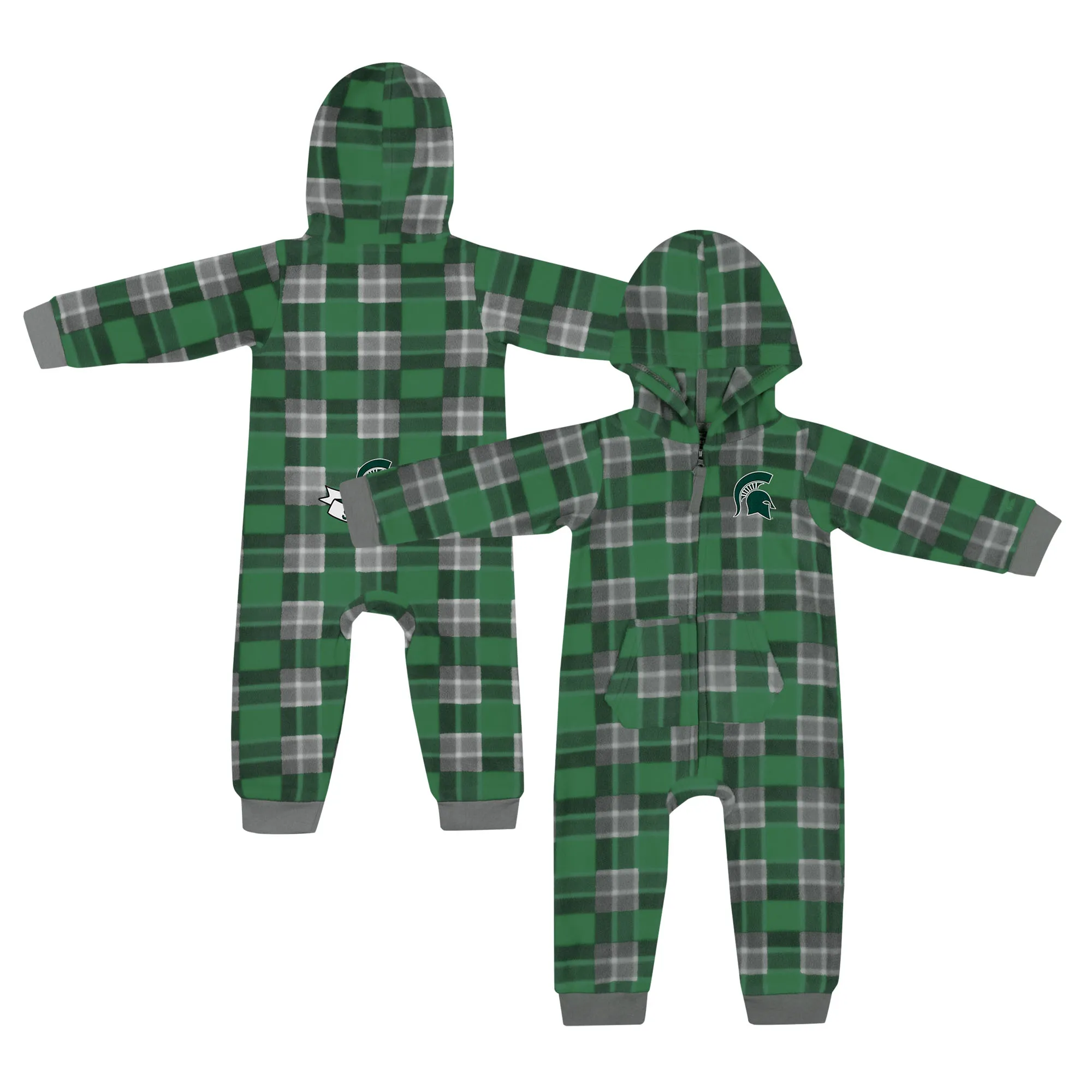 Lids Infant Colosseum  Green Michigan State Spartans Full-Zip Plaid Hoodie Long Sleeve Jumper