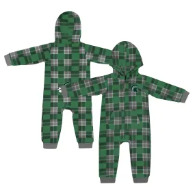 Lids Infant Colosseum  Green Michigan State Spartans Full-Zip Plaid Hoodie Long Sleeve Jumper