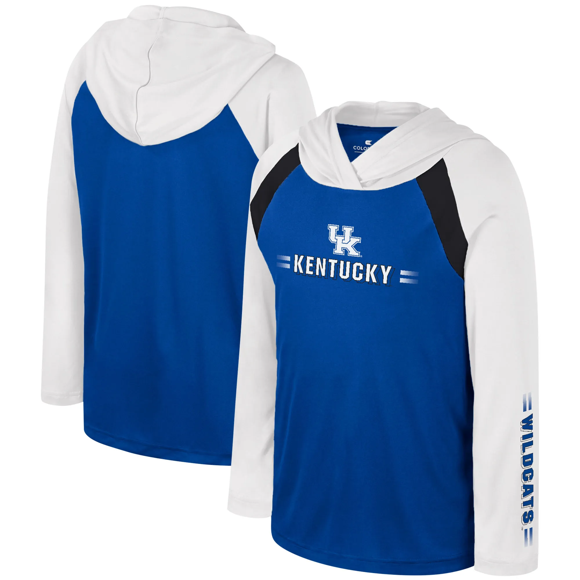 Lids Youth Colosseum Royal Kentucky Wildcats Eddie Multi-Hit Raglan Long Sleeve Hoodie T-Shirt