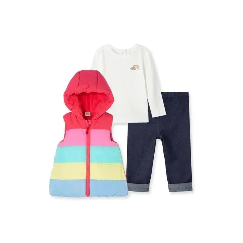 Little Me - Rainbow Vest Set, Pink Stripe