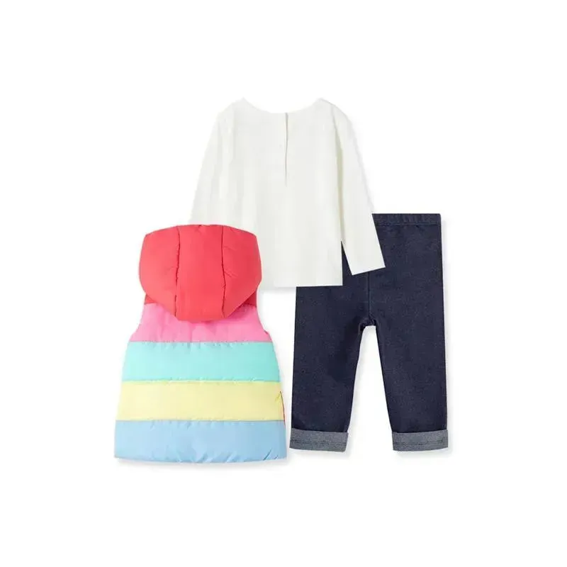 Little Me - Rainbow Vest Set, Pink Stripe