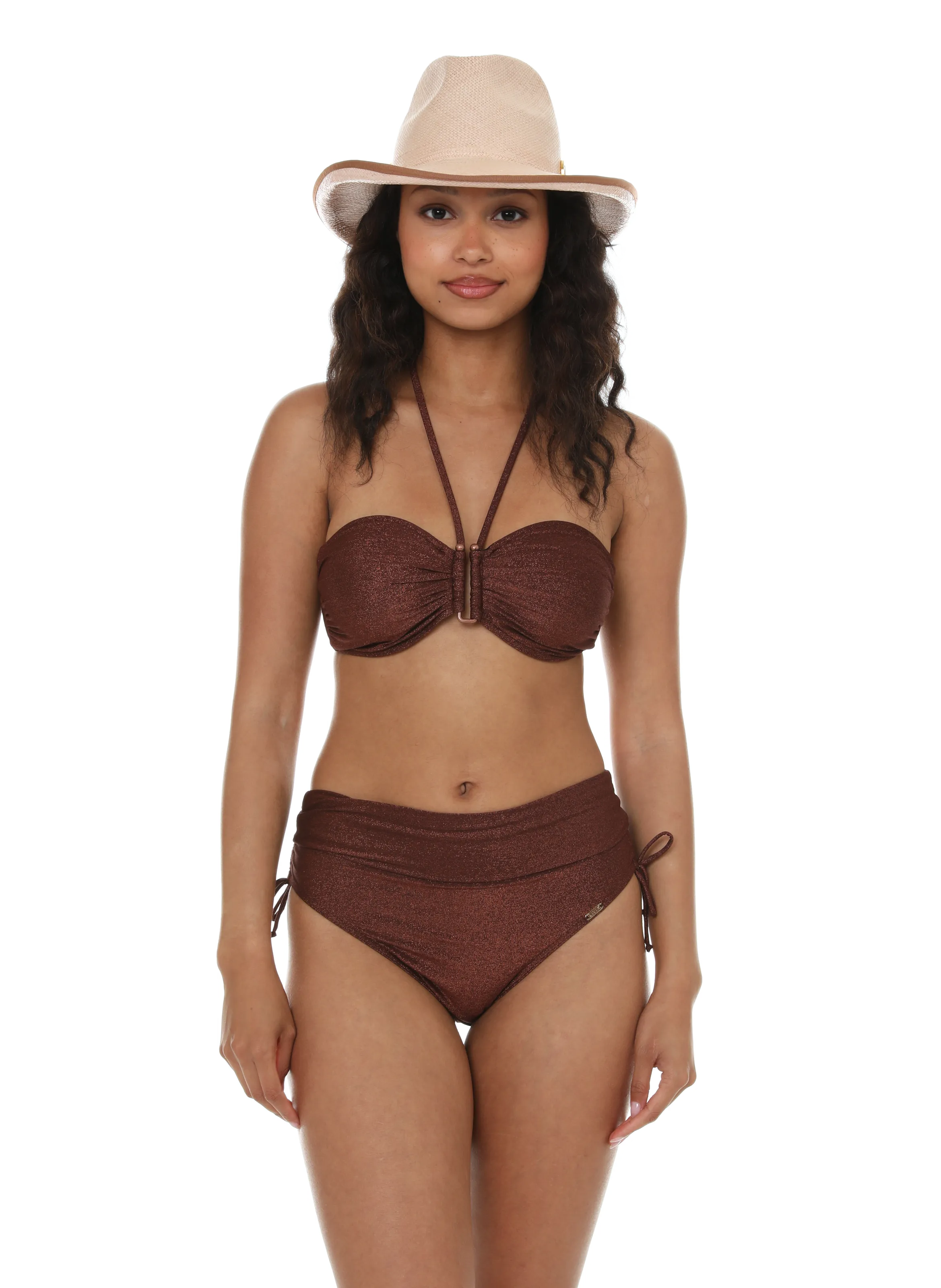 LIVIA  Glittery bikini top - Brown