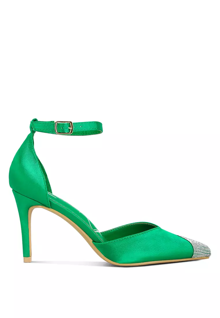 London Rag Green Toe Cap Embellished Sandals