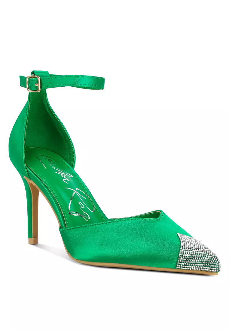 London Rag Green Toe Cap Embellished Sandals