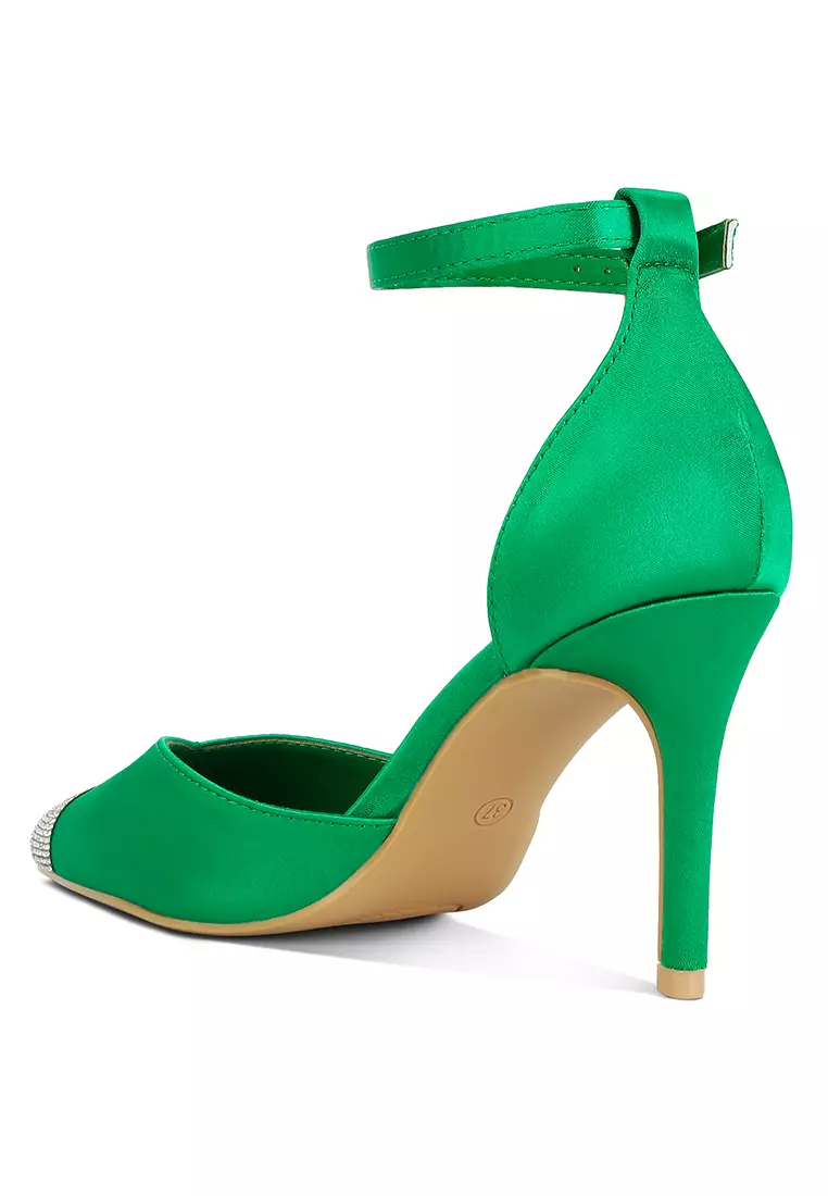 London Rag Green Toe Cap Embellished Sandals