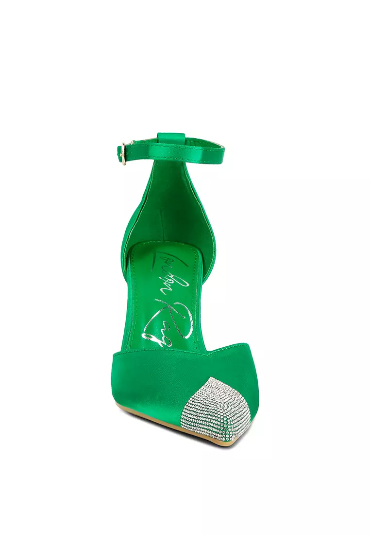 London Rag Green Toe Cap Embellished Sandals