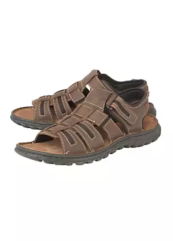 Lotus Mens Dylan Brown Leather Sandals | Grattan