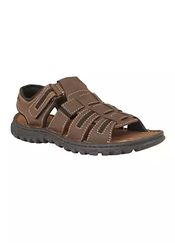 Lotus Mens Dylan Brown Leather Sandals | Grattan