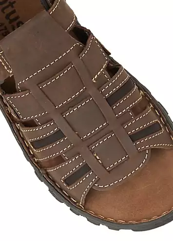 Lotus Mens Dylan Brown Leather Sandals | Grattan