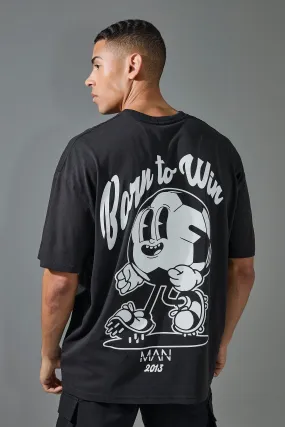 Man Active Born to Win Football Oversized T-shirt