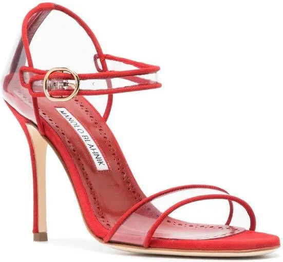 Manolo Blahnik Fersen 105mm suede sandals Red