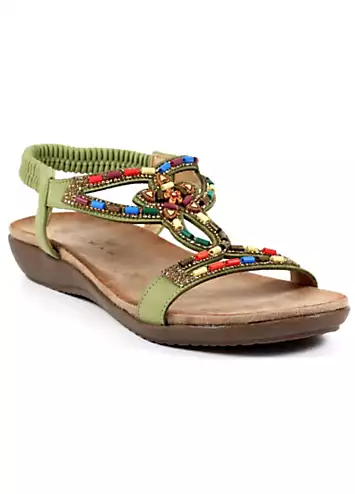 Mariella Khaki Sandals by Lunar | Look Again