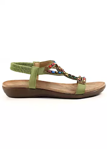 Mariella Khaki Sandals by Lunar | Look Again