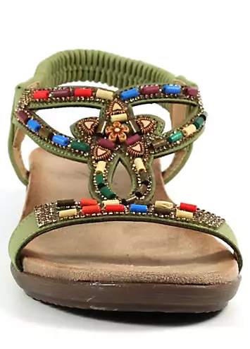 Mariella Khaki Sandals by Lunar | Look Again