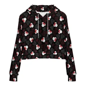 Mickey And Minnie Dots Women's Cropped Hoodie