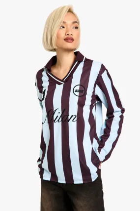 MILAN STRIPED OVERSIZED FOOTBALL T-SHIRT