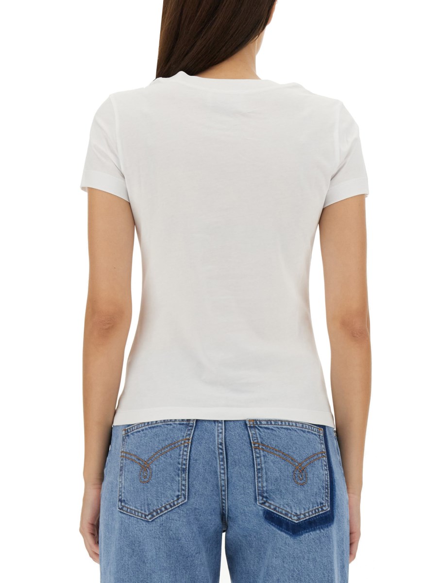 MOSCHINO JEANS      T-SHIRT IN JERSEY DI COTONE CON STAMPA PEACE & LOVE