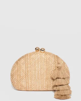 Natural Jade Hardcase Tassel Clutch Bag