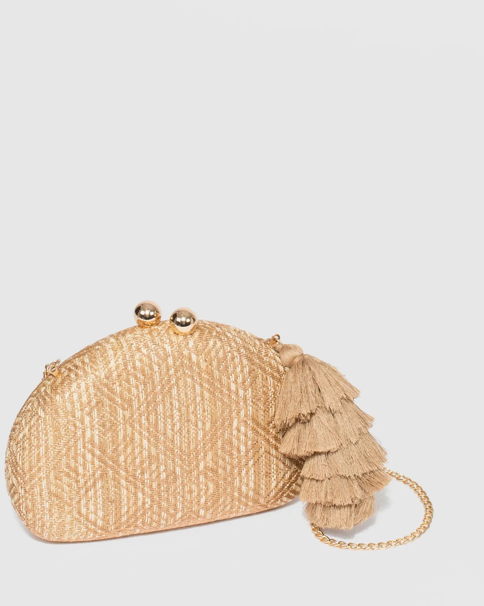 Natural Jade Hardcase Tassel Clutch Bag