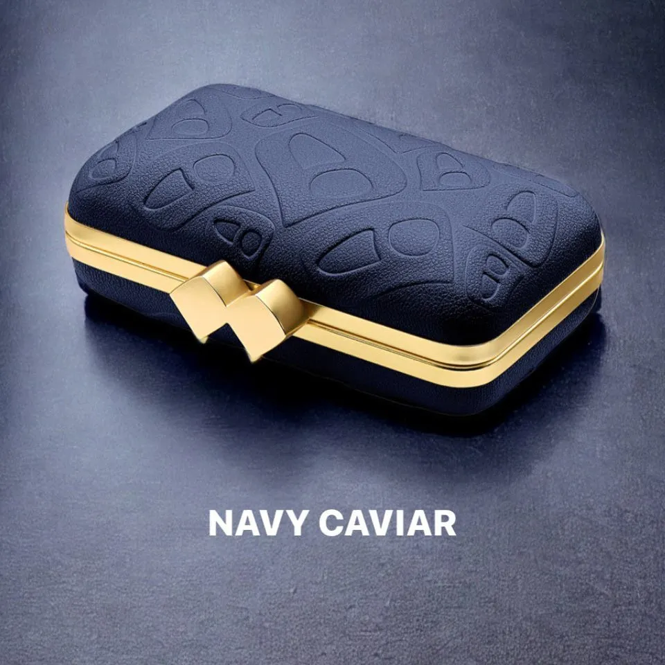 Navy Caviar Clutch