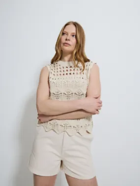 Neutral Crochet Scallop Edge Vest | Women | George at ASDA