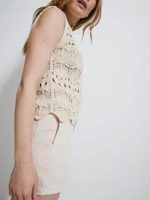 Neutral Crochet Scallop Edge Vest | Women | George at ASDA