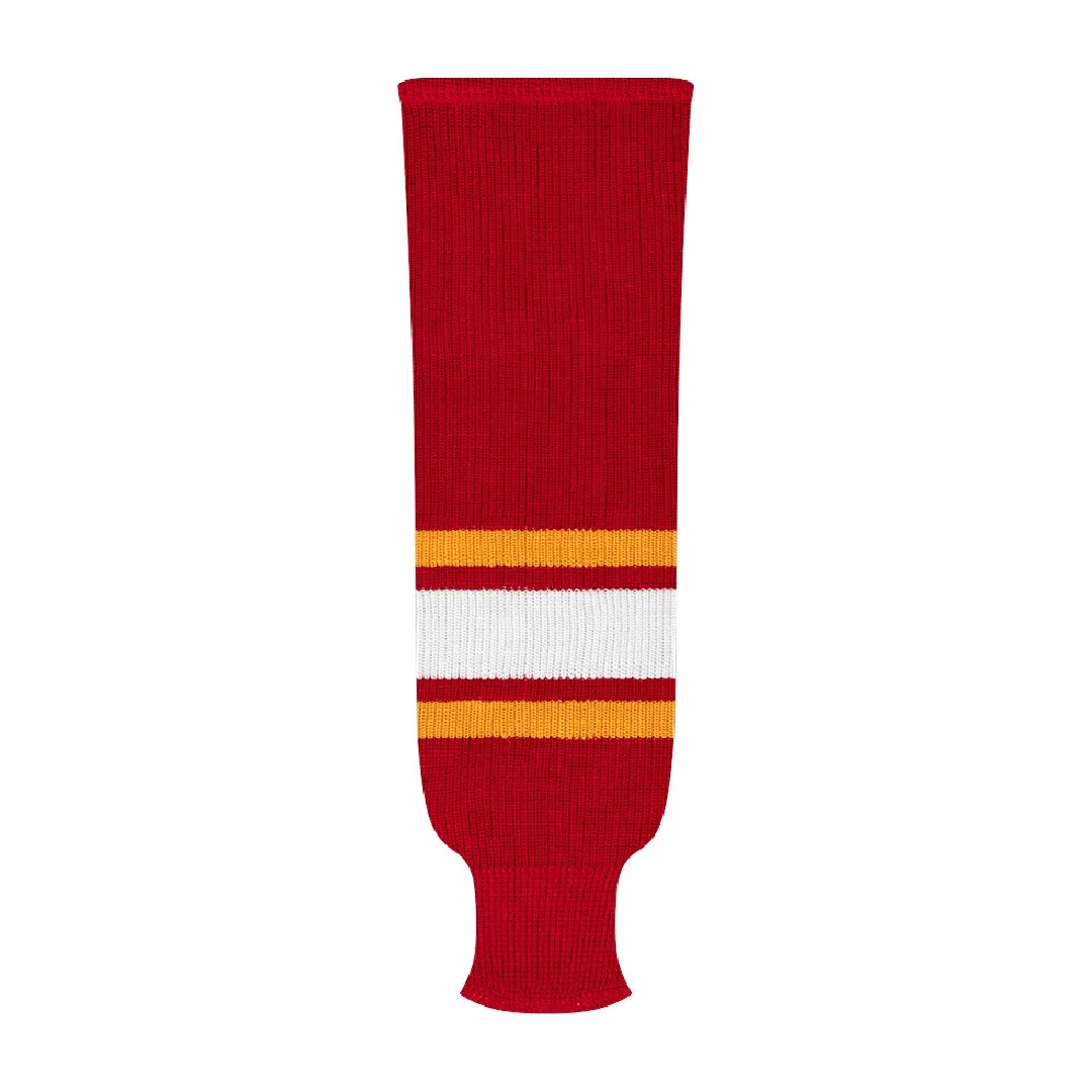 NHL Pattern 9800 Knit Hockey Socks: Calgary Red