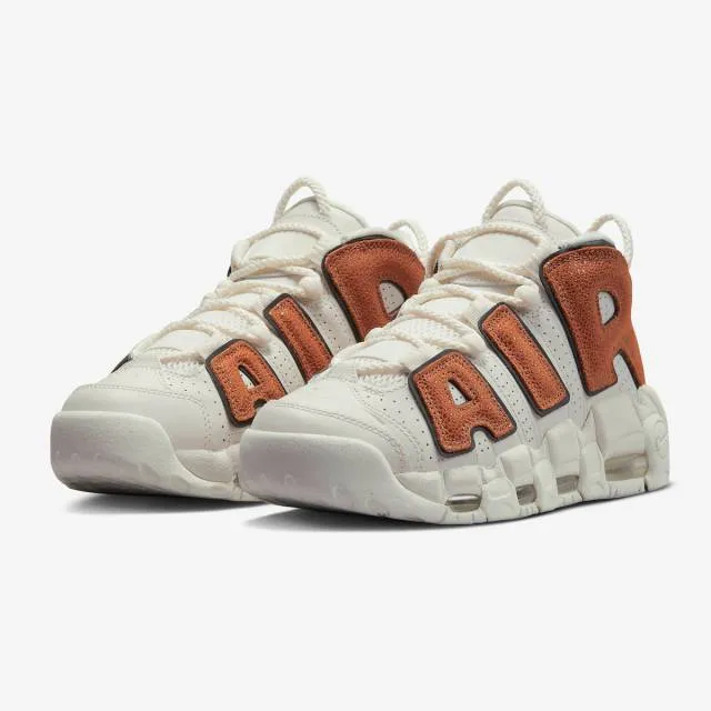 Nike women's air more uptempo (basketball leather/ phantom/ black/ orange trance/ sail/ dark russet)