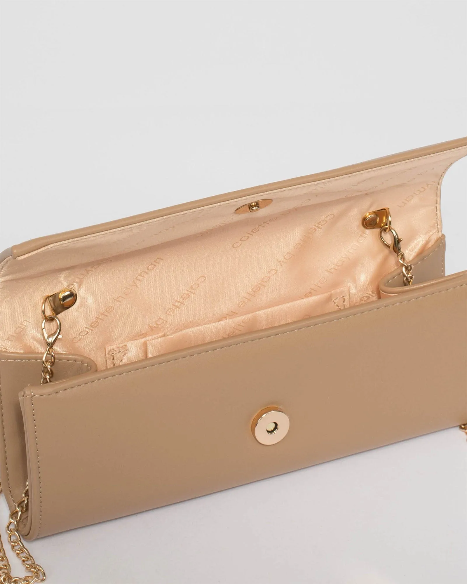 Nude Nolene Fold Over Clutch Bag